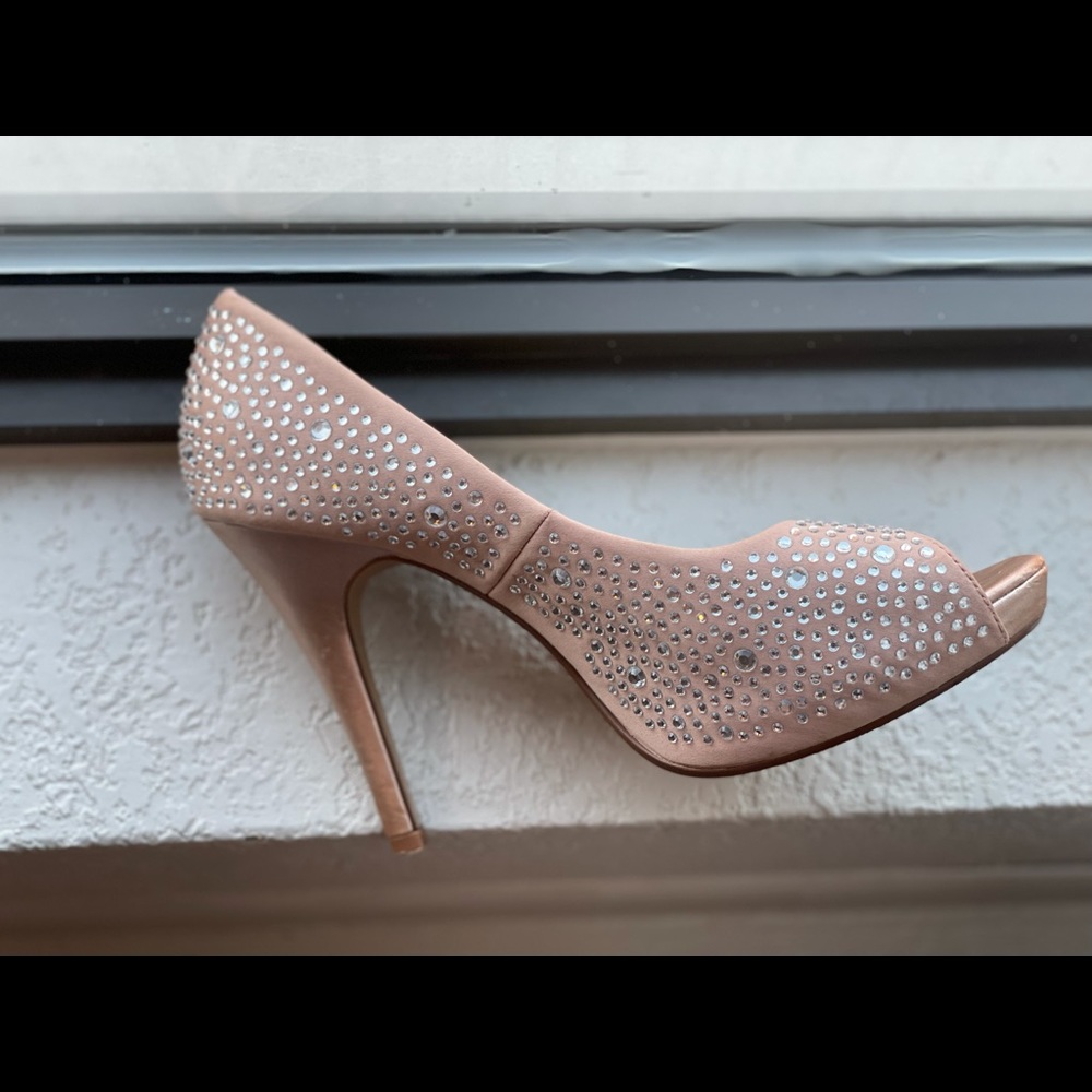 Blush Pink Rhinestone Bridal Heels - Picture 3 of 7